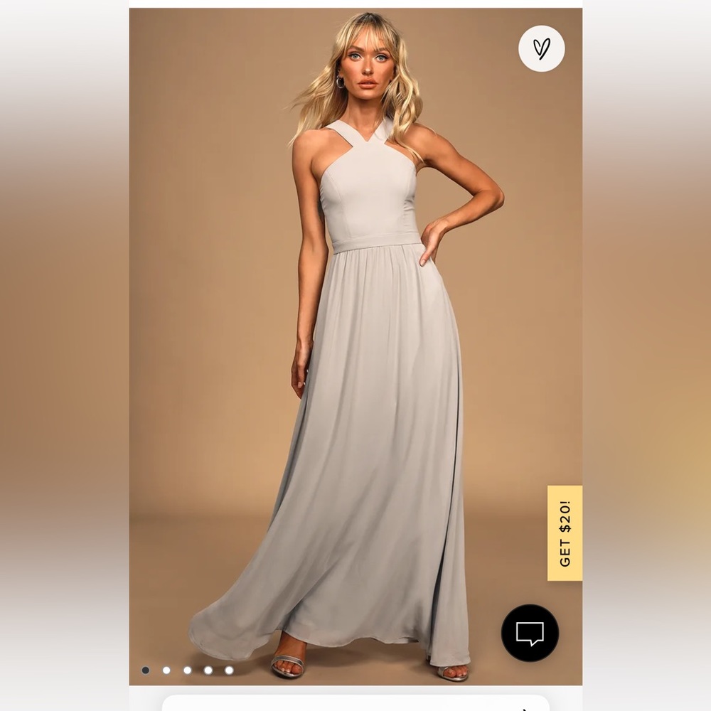 Lulus Air of Romance Grey Maxi Dress Size S
